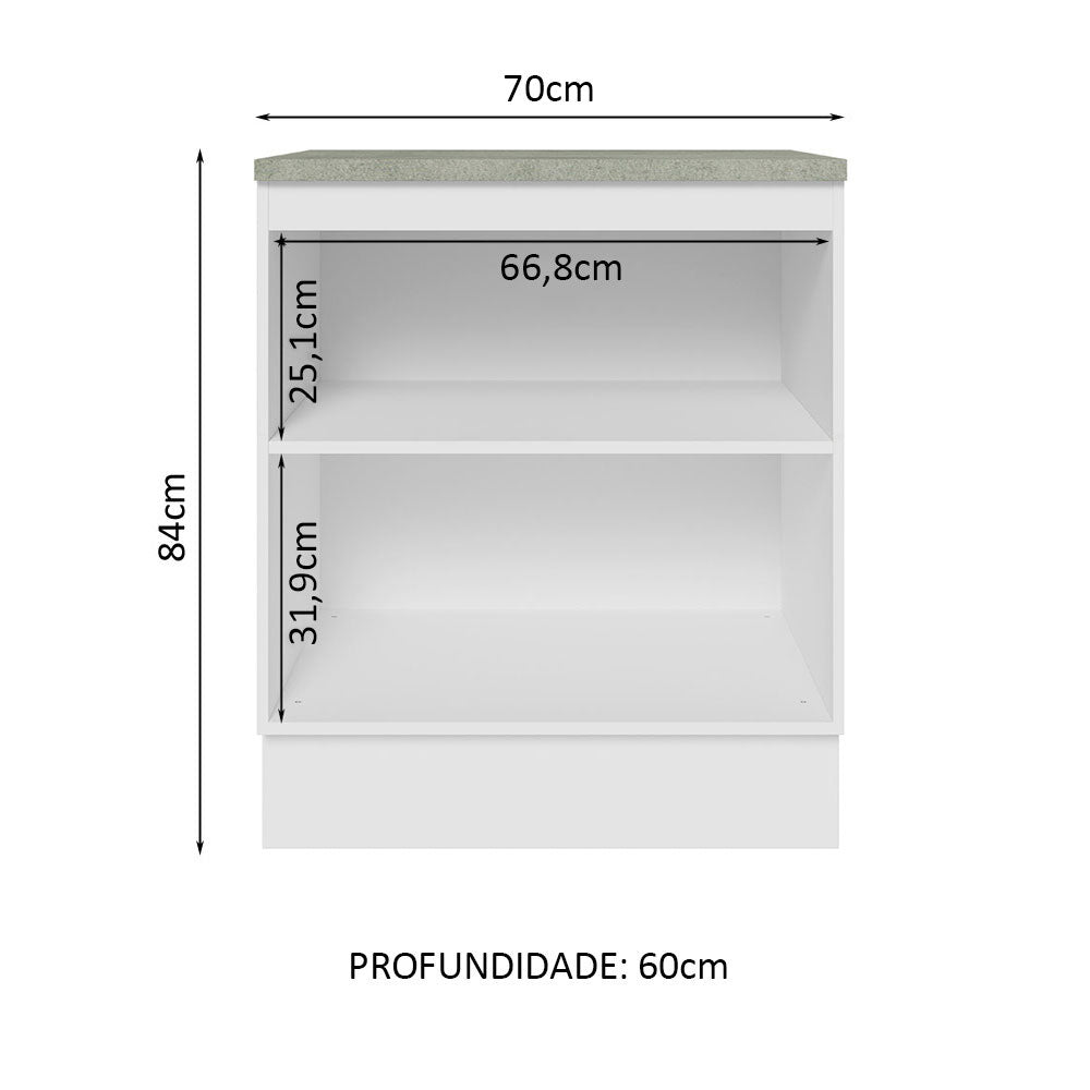 Gabinete Bajo 70 cm 2 Puertas Blanco/Negro Glamy Madesa