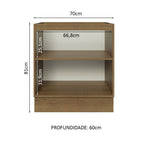 Gabinete Bajo 70 cm 2 Puertas Sin Encimera Marrón/Negro Glamy Madesa