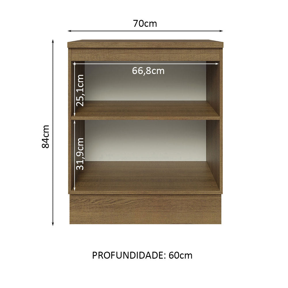 Gabinete Bajo 70 cm 2 Puertas Marrón/Negro Glamy Madesa