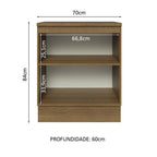 Gabinete Bajo 70 cm 2 Puertas Marrón/Negro Glamy Madesa