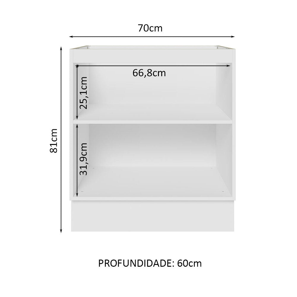 Gabinete Bajo 70 cm 2 Puertas Lux Blanco/Gris