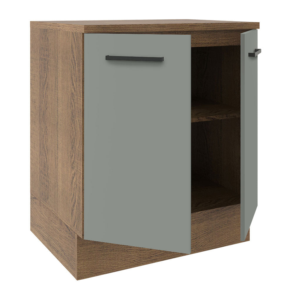 Gabinete Bajo 70 x 60 cm 2 Puertas (Con Encimera) Marrón/Gris Agata