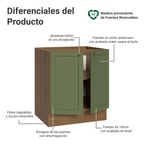 Gabinete Bajo 70 cm 2 Puertas Sin Encimera Marrón/Verde Vik Madesa