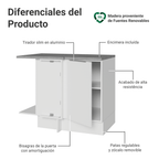 Gabinete Bajo Esquinero 102 cm 1 Puerta Blanco Stella Madesa