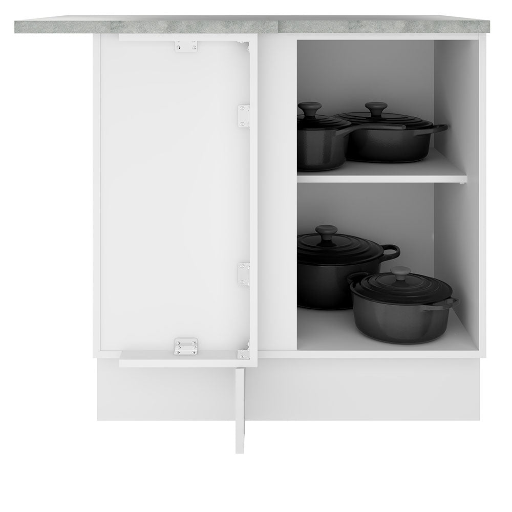 Gabinete Bajo Esquinero 102 cm 1 Puerta Blanco/Negro Glamy Madesa
