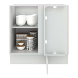 Gabinete Bajo de Esquina de Cocina 60 de Profundidad con 1 Puerta (Sin Encimera) Agata Blanco/Gris