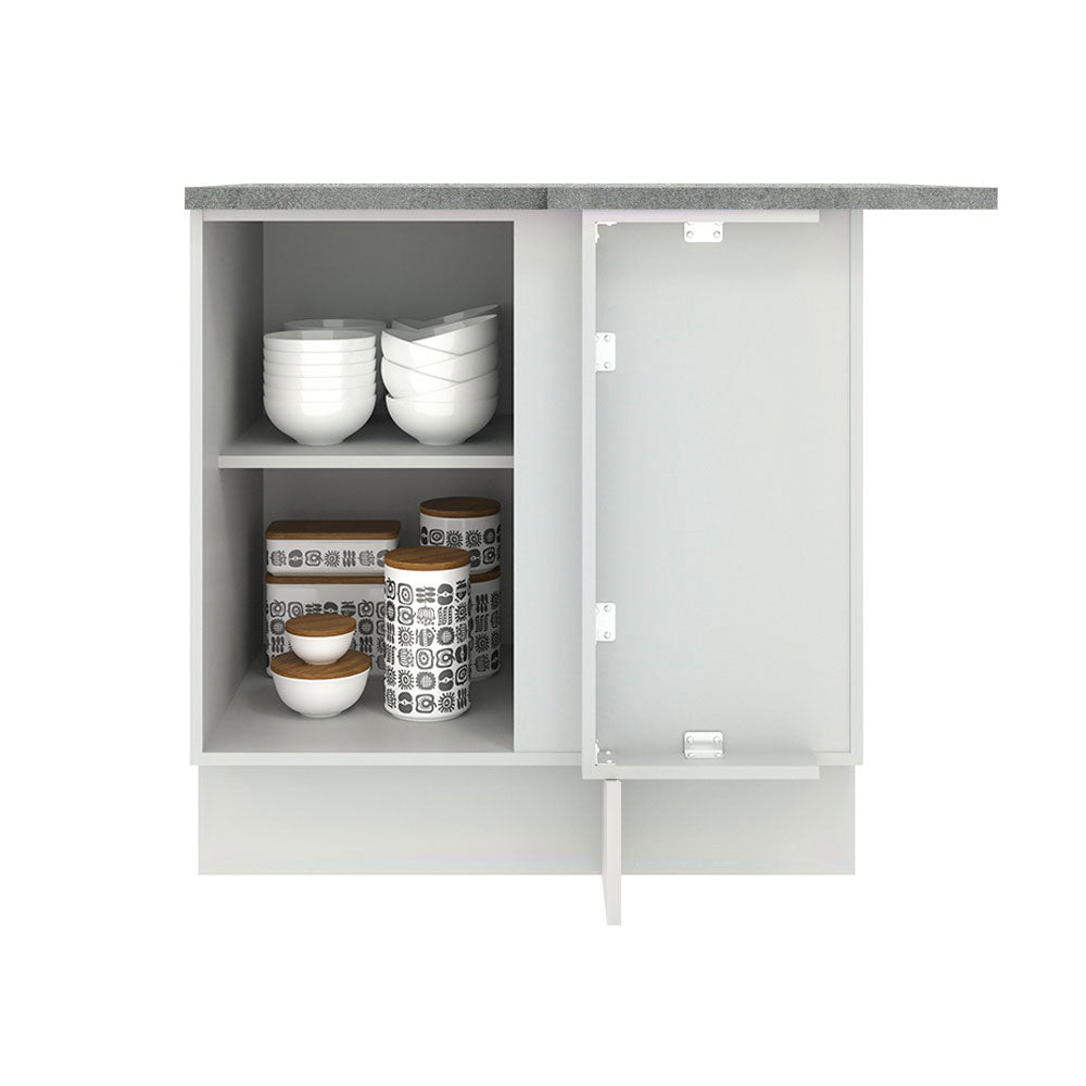 Gabinete Bajo Esquinero 102 cm 1 Puerta Blanco/Gris Agata Madesa