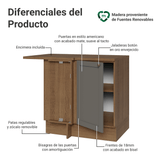 Gabinete Bajo Esquinero para Línea de 60 cm Profundidad (Con Encimera) Marrón/Gris Vik Madesa