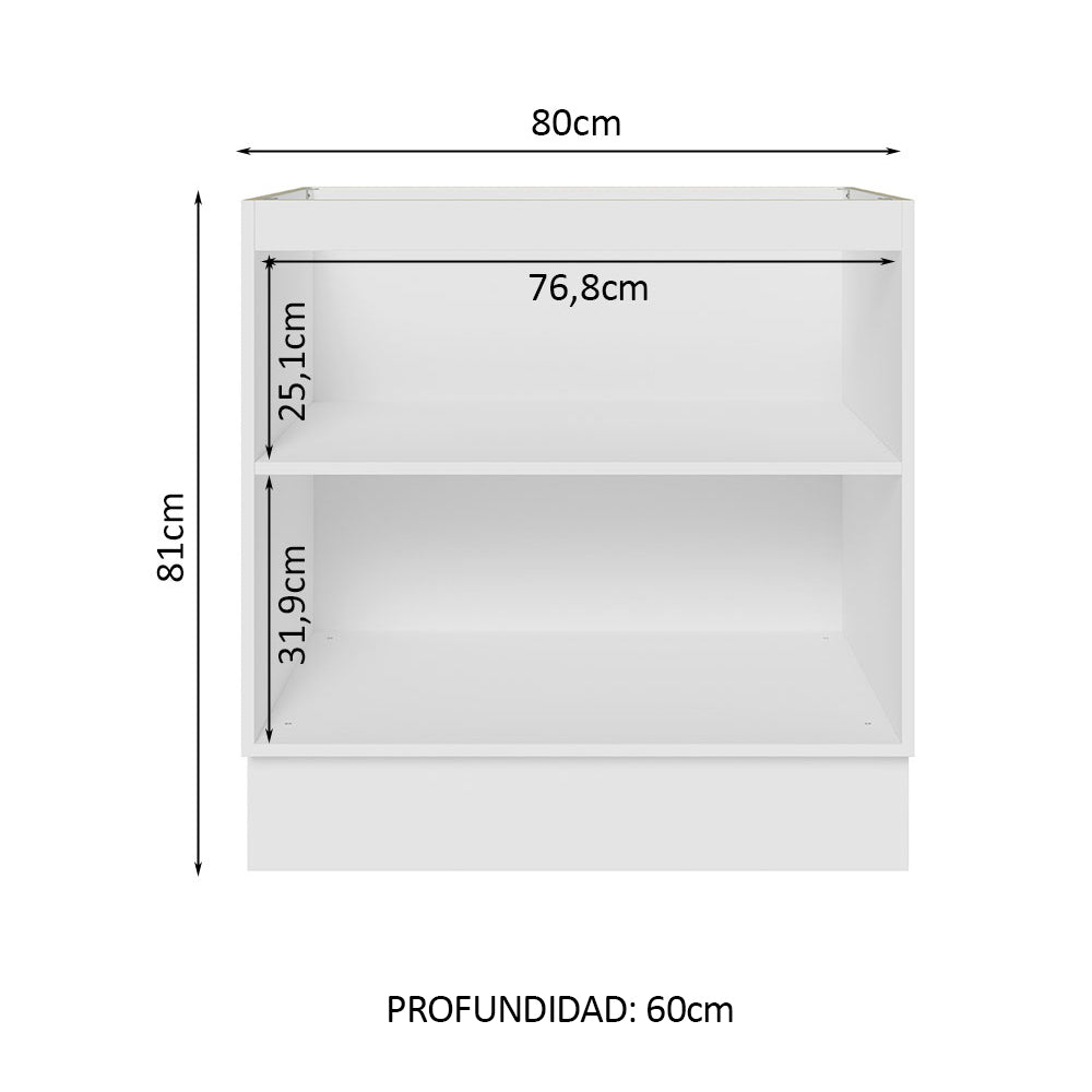 Gabinete Bajo 80 cm 2 Puertas Sin Encimera Blanco Stella Madesa