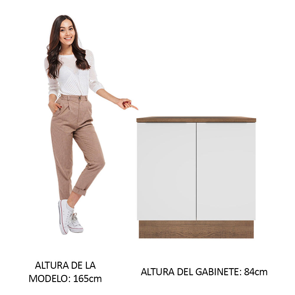 Gabinete Bajo 80 cm 2 Puertas Marrón/Blanco Stella Madesa