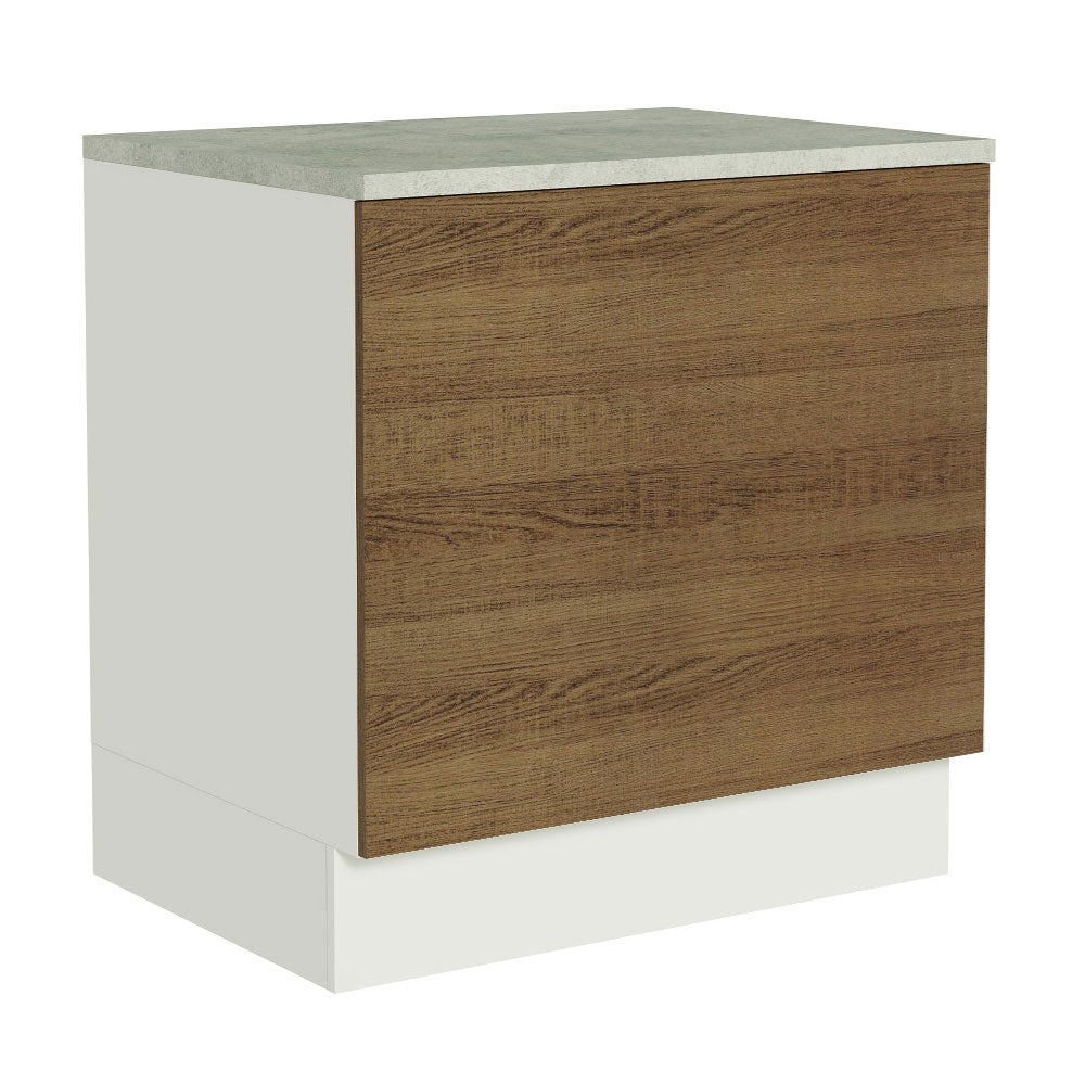 Gabinete Bajo para Horno de Empotrar 80 cm Blanco/Marrón Agata, Glamy y Lux Madesa