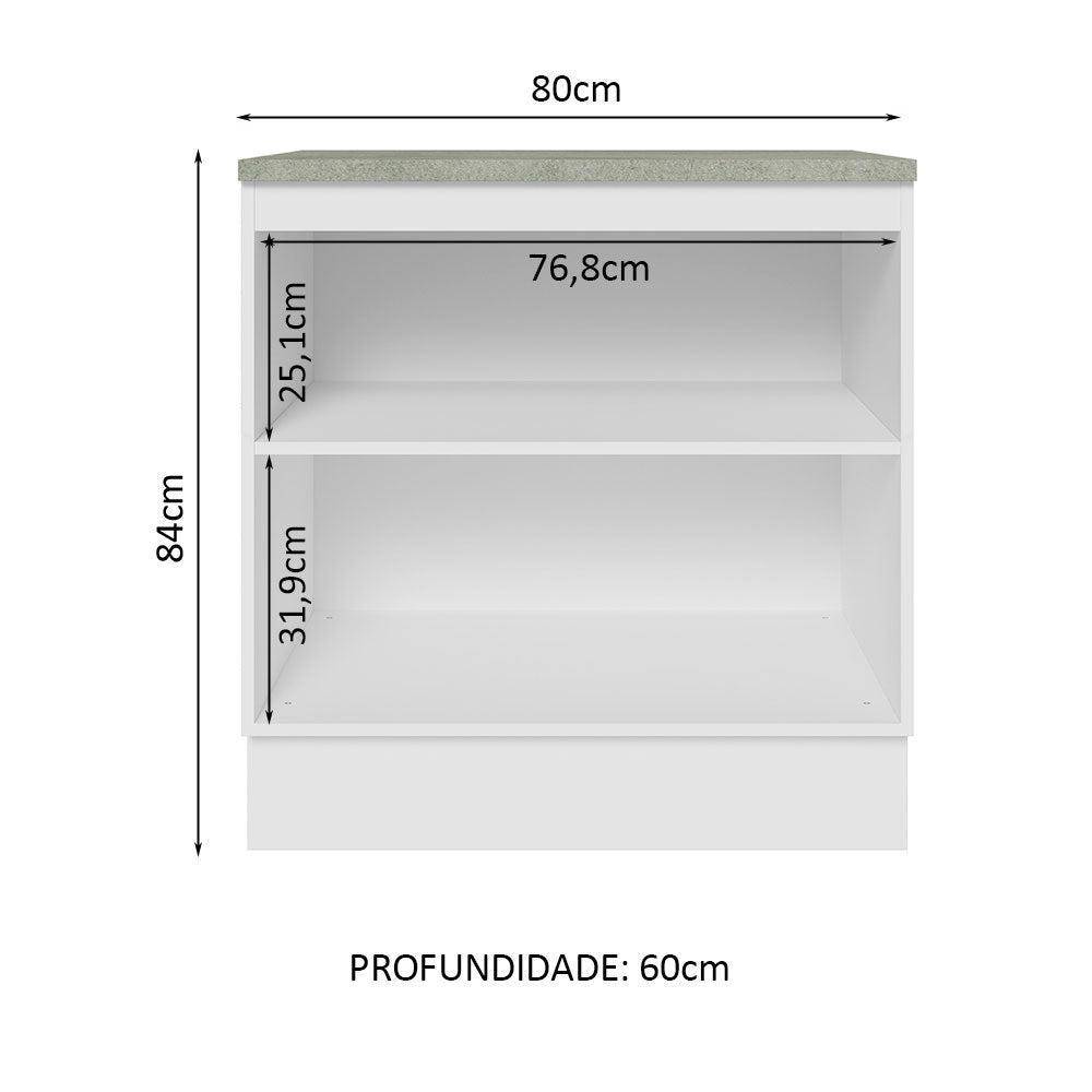 Gabinete Bajo 80 cm 2 Puertas Blanco/Marrón Glamy Madesa