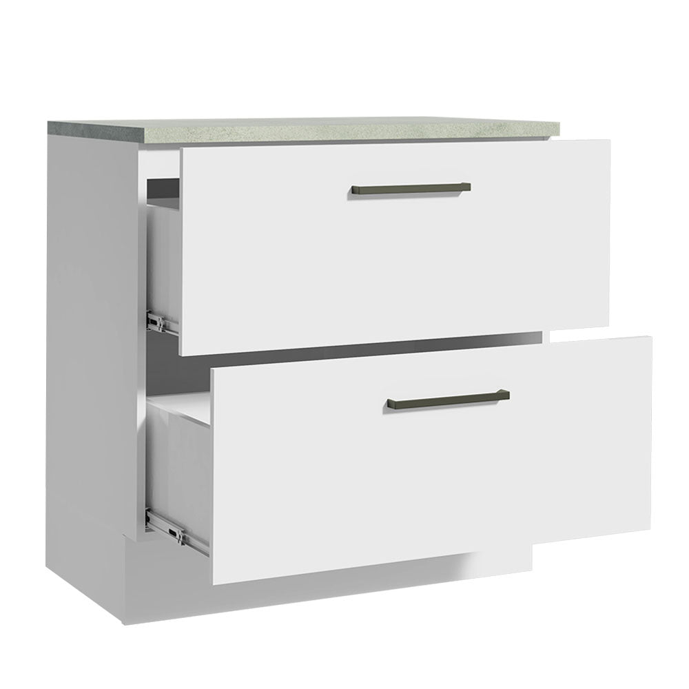 Gabinete Bajo 80 cm 2 Cajones Blanco Agata Madesa