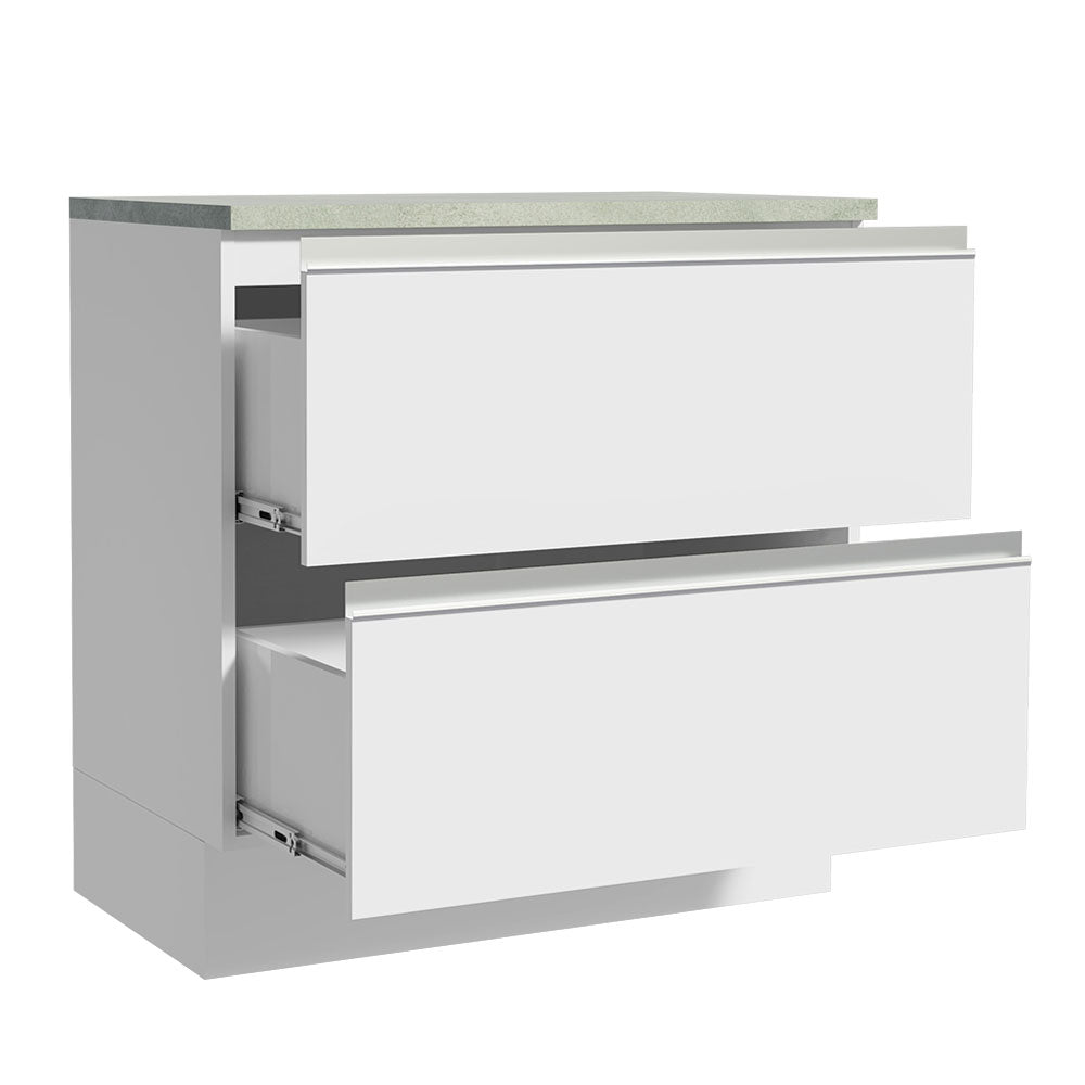 Gabinete Bajo 80 cm 2 Cajones Blanco Glamy Madesa
