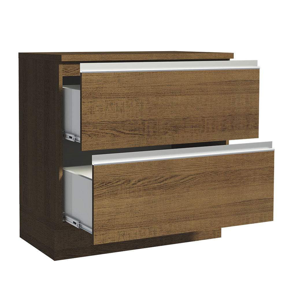 Gabinete Bajo 80 cm 2 Cajones Marrón Glamy Madesa