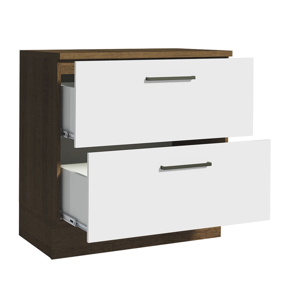 Gabinete Bajo 80 cm 2 Cajones Marrón/Blanco Agata Madesa