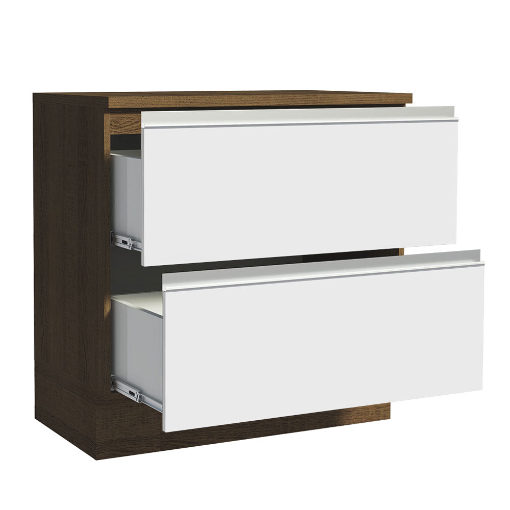 Gabinete Bajo 80 cm 2 Cajones Marrón/Blanco Glamy Madesa