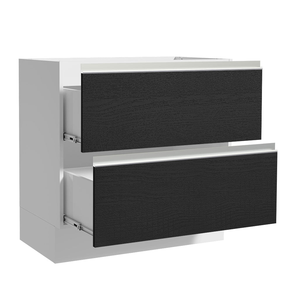 Gabinete Bajo 80 x 60 cm 2 Cajones (Sin Encimera) Glamy Blanco/Negro
