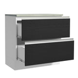 Gabinete Bajo 80 x 60 cm 2 Cajones (Con Encimera) Glamy Blanco/Negro