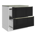 Gabinete Bajo 80 cm 2 Cajones Blanco/Negro Lux Madesa