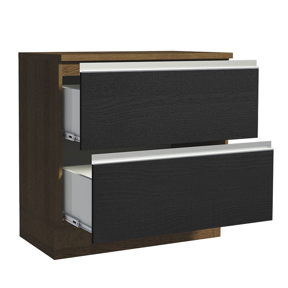 Gabinete Bajo 80 cm 2 Cajones Marrón/Negro Glamy Madesa