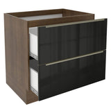 Gabinete Bajo 80 x 60 cm 2 Cajones (Sin Encimera) Lux Marrón/Negro