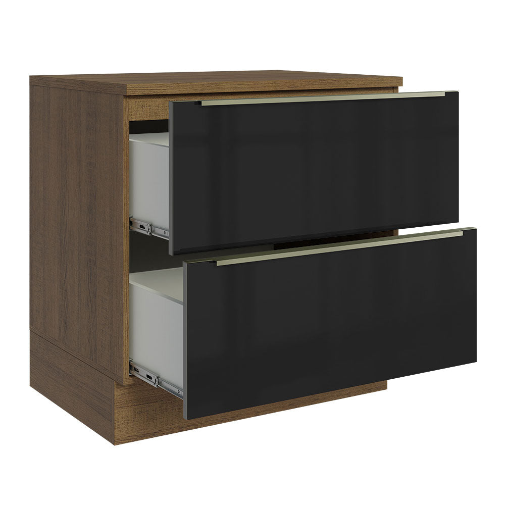 Gabinete Bajo 80 x 60 cm 2 Cajones (Con Encimera) Lux Marrón/Negro