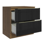 Gabinete Bajo 80 cm 2 Cajones Marrón/Negro Lux Madesa