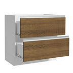 Gabinete Bajo 80 cm 2 Cajones Sin Encimera Blanco/Marrón Glamy Madesa