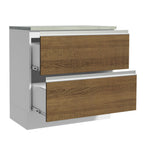 Gabinete Bajo 80 cm 2 Cajones Blanco/Marrón Glamy Madesa