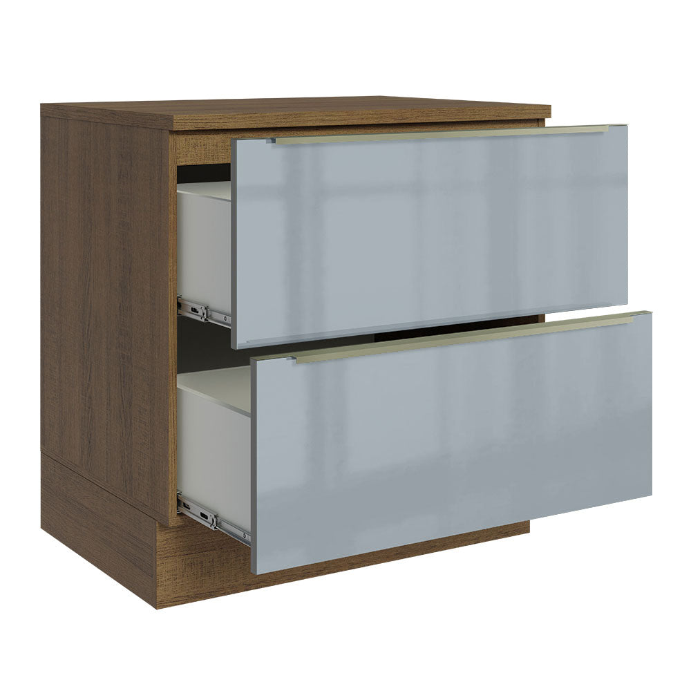 Gabinete Bajo 80 x 60 cm 2 Cajones (Con Encimera) Lux Marrón/Gris