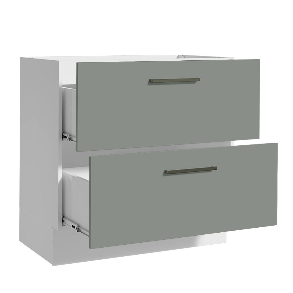Gabinete Bajo 80 x 60 cm 2 Cajones (Sin Encimera) Agata Blanco/Gris