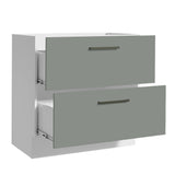 Gabinete Bajo 80 x 60 cm 2 Cajones (Sin Encimera) Agata Blanco/Gris