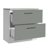 Gabinete Bajo 80 x 60 cm 2 Cajones (Con Encimera) Agata Blanco/Gris