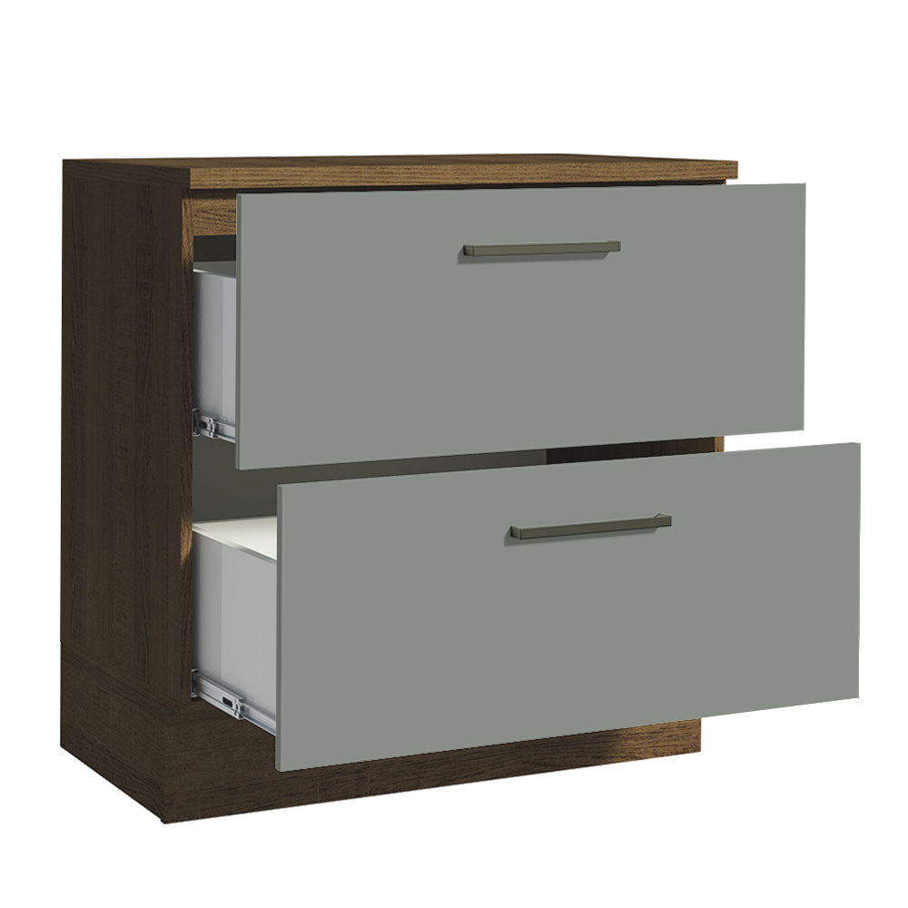 Gabinete Bajo 80 x 60 cm 2 Cajones (Con Encimera) Agata Marrón/Gris