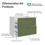 Gabinete Bajo de Cocina 80 x 60 cm 2 Cajones (Sin encimera) Blanco/Verde Vik Madesa