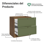 Gabinete Bajo de Cocina 80 x 60 cm 2 Cajones (Sin encimera) Marrón/Verde Vik Madesa