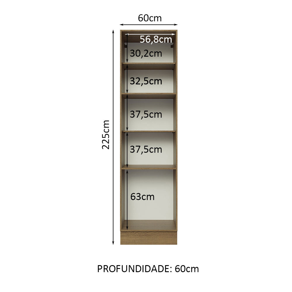 Mueble Despensa 60 x 60 cm 3 Puertas Glamy Marrón