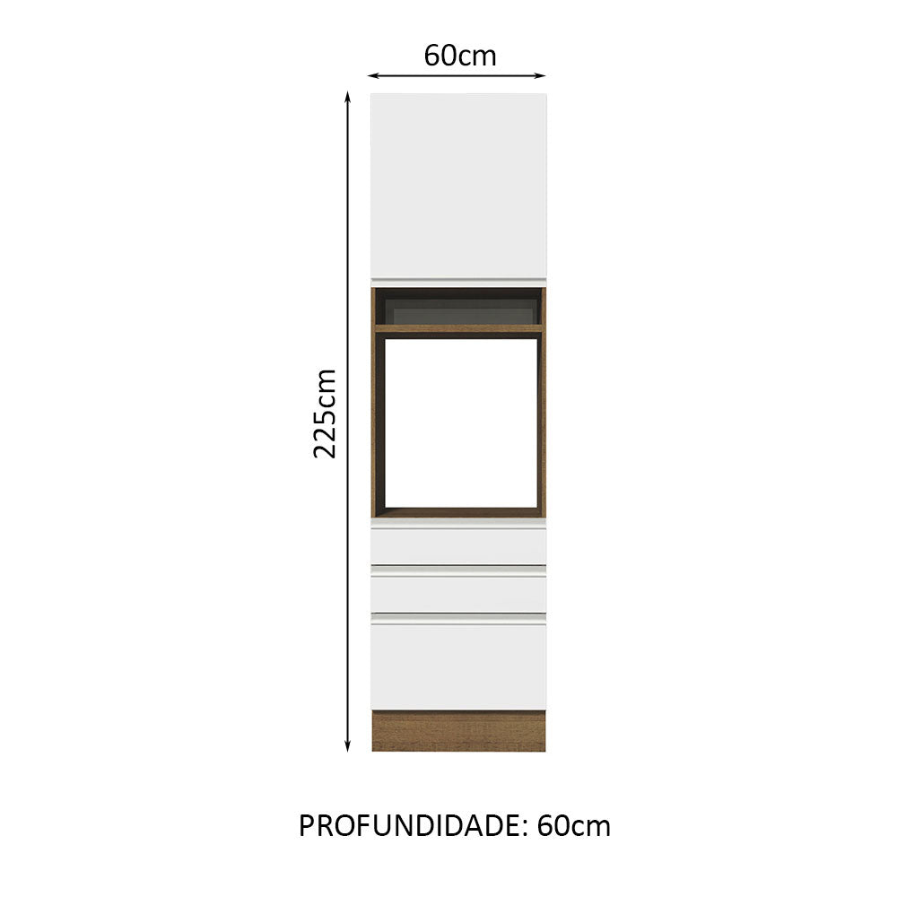 Mueble de Cocina para Horno 60 x 60 cm 1 Puerta 3 Cajones Marrón/Blanco Glamy