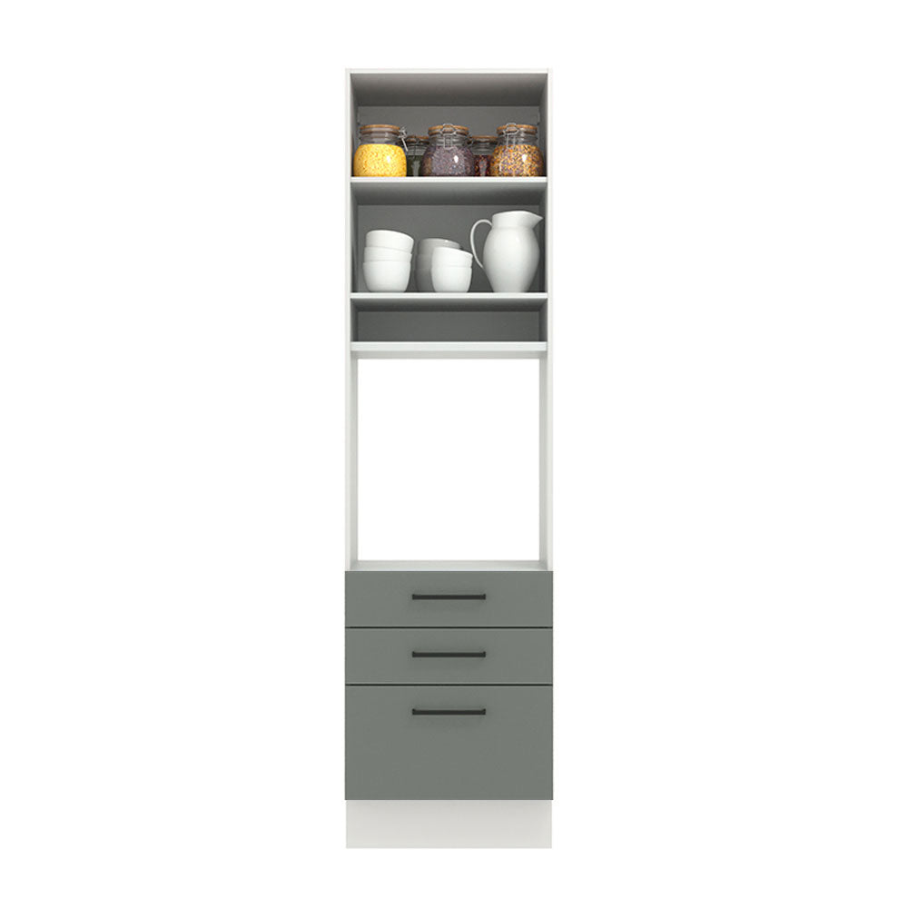 Mueble de Cocina para Horno 60 x 60 cm 1 Puerta 3 Cajones Agata Blanco/Gris