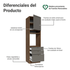 Mueble para Horno 60 cm 1 Puerta 3 Cajones Marrón/Gris Vik Madesa