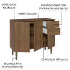 Gabinete Bajo para Fregadero 105 cm 3 Puertas 2 Cajones Marrón Gourmet Madesa