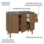 Gabinete Bajo 105 cm 3 Puertas 2 Cajones con Fregadero Marrón Gourmet Madesa