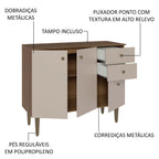 Gabinete Bajo para Fregadero 105 cm 3 Puertas 2 Cajones Marrón/Crema Gourmet Madesa