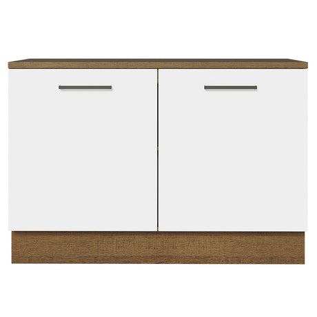 Mueble de Cocina para Fregadero 120 cm 2 Puertas (con Tablero) Marrón/Blanco Agata Madesa