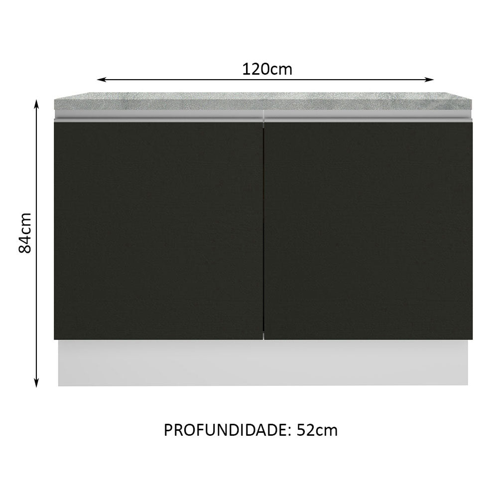 Gabinete Bajo para Fregadero 120 cm 2 Puertas Blanco/Negro Glamy Madesa