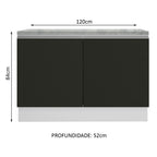 Gabinete Bajo para Fregadero 120 cm 2 Puertas Blanco/Negro Glamy Madesa