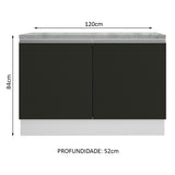 Gabinete Bajo para Fregadero 120 cm 2 Puertas (con Encimera) Glamy Blanco/Negro