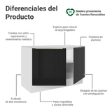 Gabinete Bajo para Fregadero 120 cm 2 Puertas (Sin Encimera) Blanco/Negro Lux Madesa