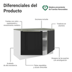 Gabinete Bajo 120 cm 2 Puertas Blanco/Negro Lux Madesa
